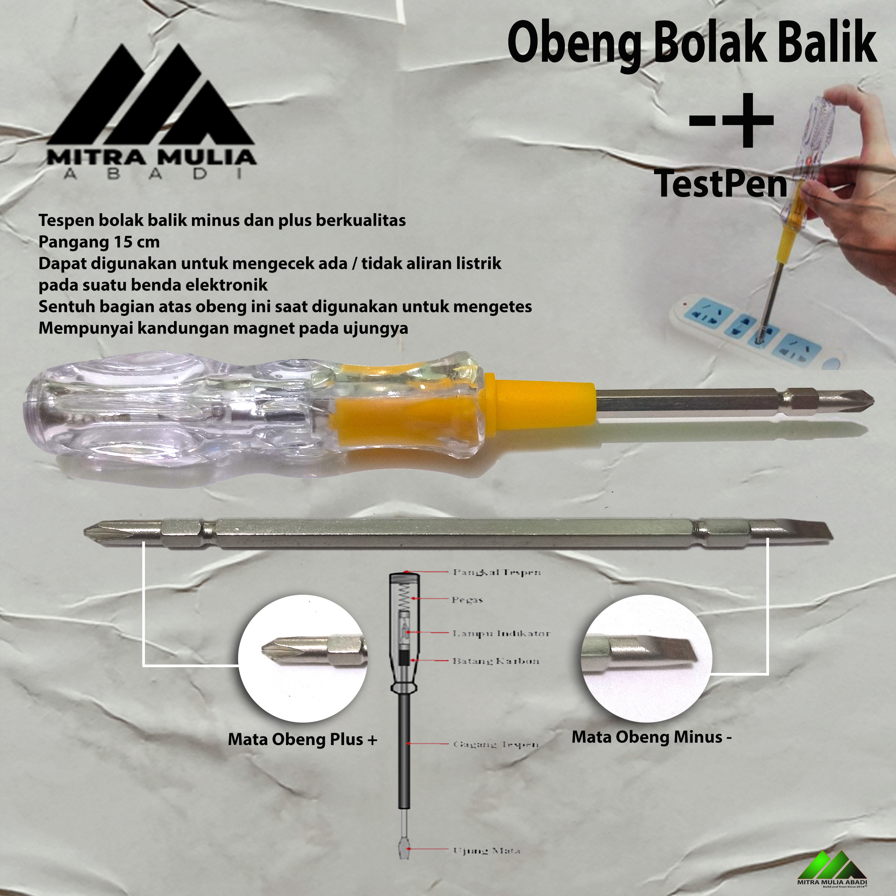 Jual Obeng Bolak Balik Testpen Tespen Medium Cm Di Seller