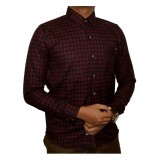 Eighty Eight Kemeja pria Woll Black List Double Red EE 3233 Hitam dan Merah