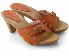 Everflow AJ104 Sandal High Heel Wedges - Pu Pvc - Clogs - Modis Dan Cantik - Tan