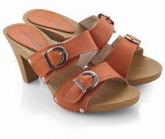 Everflow AJ106 Sandal High Heel Wedges - Pu Pvc - Clogs - Modis Dan Cantik - Tan