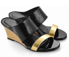 Everflow AL08 Sandal High Heel Wedges - Synth - Rubber - Modis Dan Cantik - Black Comb
