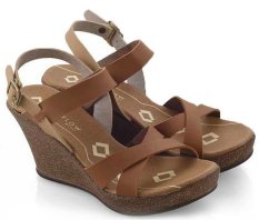 Everflow ES03 Sandal High Heel Wedges - Synth - Pu - Modis Dan Cantik - Tan Comb