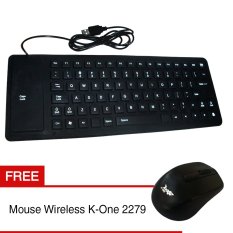 FAK Keyboard Flexible Mini USB - Hitam + Free Mouse Wireles K-One 2279