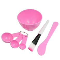 Fang Fang Makeup Face Facial Mask Mixing Bowl Brush Spoon Stick Set Tool (Hot Pink)