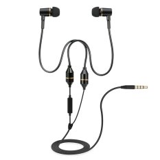 FC12 Stereo Music Air Tube 3.5mm In-ear Line Control with Mic for Smart Phones Desktop Notebook Tablet PC (Black) - Intl