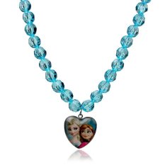 Frozen Necklaces Frozen Elsa Anna Heart Pendant Necklaces Blue Transparent Glass Beads Carton Element Children’s Necklaces Birthday Gift Christmas Gift (Intl)