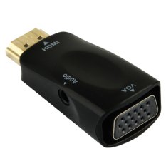 Full HD 1080P HDMI Male to VGA and Audio Adapter for HDTV / Monitor / Projector - Hitam