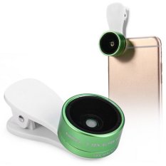 Funipica F-516 Professional HD 3In1 Clip Fish Eye Lens Wide Angle Macro Camera Lens for Mobile Phone and IPad (Green) (Intl)