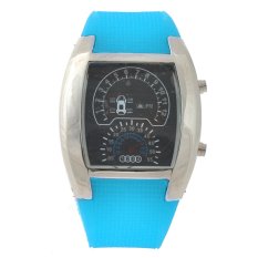 G1168 Waterproof Blue Binary LED Light Dot Matrix Car Meter Dial Unisex Aviation Wrist Watch with Date /Week (Sky-blue) (Intl)