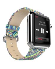 Genuine Leather Bohemia Series Watchband Stainless Steel Classic Buckle for Apple Watch 38mm (Color: Multicolor) - Intl