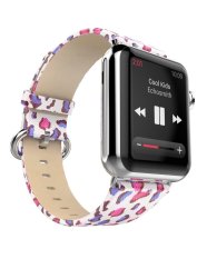 Genuine Leather Leopard Series Watchband Stainless Steel Classic Buckle for Apple Watch 42mm (Color: Multicolor) - Intl