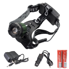Genwiss CREE XM-T6 Zoom Headlamp LED Torch light Head lamp Rechargeable Zoomable 5000Lm super T6 for Camping Biking Hunting Fishing Riding (included 2 x 4200mAh 18650 Battery + Charger + Car charger) (Intl)