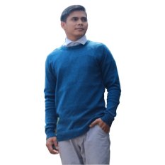 Gomuda Sweater Rajut Pria O-Neck Twist - Deep Blue