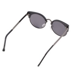 GOOD Unisex Men Women Girl Fashion Vintage Cat Eye Sunglasses Round Semi Rimless (Black and Grey) (Intl)