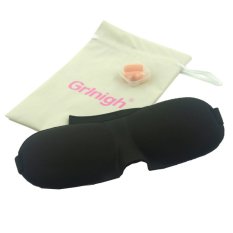 Grinigh 3D Comfortable Sleeping Eye Mask with Soft Eyeshape Cover and Nose Pad for Sleep Aid/Travel/Shiftwork Resting (three eye masks with three pairs of earplus and three small bags) (Intl)