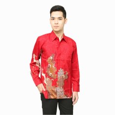 Hansen & Lisa Kemeja Batik Semi Sutra Lengan Panjang BSTR 101 - Merah