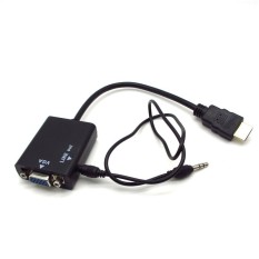 HDMI Male to VGA With Audio HD Video Cable Converter Adapter 1080P for PC - Intl