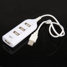 High Speed Mini 4 Port USB 2.0 Hub USB Port for Laptop PC Computer White (Intl)