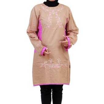 hisyar blouse dhea katun bordir do213 cokelat muda hisyar blouse dhea katun bordir do213 cokelat muda