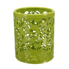 Hollow Rose Flower Design Cylinder Pen Pencil Pot Holder Container Organizer Green (Intl)