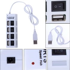 Hot 4 Port Tap USB 2.0 High Speed Hub ON/OFF Sharing Switch For Laptop PC White - Intl