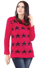 Inficlo & Blackkelly Sweater Wanita Inficlo SRT 661 Merah Hitam - Switer Cewek Rajut