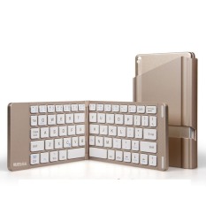 Intelligent Magnetic Control Wireless Folding Bluetooth Keyboard For Tablet Laptop Mobile Phones(Gold)(INTL)