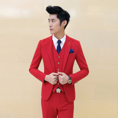 Jaket Kulit - Setelan Jas Pria Color Trendy Style - Merah
