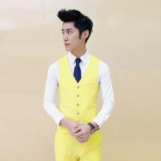 Jaket Kulit - Vest Jas Pria Design Style - Kuning