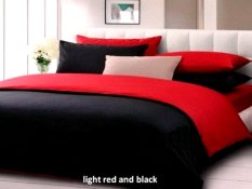 Jaxine Bed Cover Katun Prada Tanpa Sprei Hitam Merah Uk. Single Bed