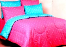 Jaxine Bed cover Katun Tanpa Sprei Polkadot Pink Tosca