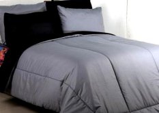Jaxine Bed Cover Katun Tanpa Sprei Prada Polos Abu Hitam Uk. Double