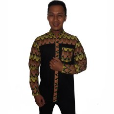 JesThink. Kemeja Pria Lengan Panjang Kombinasi Batik Printing Rangrang 07