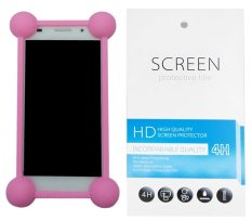 Kasing Universal Wadah Cover Silikon Case Casing - Merah Muda + Gratis 1 Clear Screen Protector for Nokia Lumia 1020