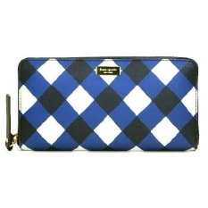 Kate Spade Gingham Grainy Vinyl Neda Wallet - Navy