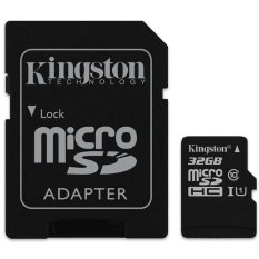 Kingston microSDHC High Capacity Micro Secure Digital Card UHS-I Class 10 (45MB/s) 32GB with Adaptor - SDC10G2/32GB - Hitam