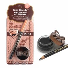 KISS BEAUTY Mini Pack 2in1 - Eyeliner Pen & Eyebrow Gel - HITAM