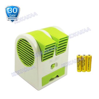 Kokakaa Mini AC Cooling Double Blower Fan Battery Bundle - Hijau  