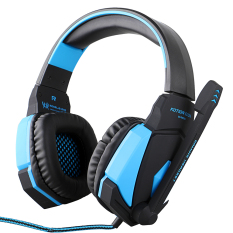 KOTION EACH G4000 Gaming Headset USB Stereo LED Lighting Over-Ear Gaming Headphone Hi-fi Surround Noise Cancelling Earphones with Microphone and Volume Control for Mac PC Laptop Computer Games(Blue & Black) - INTL