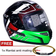KYT K2 Rider Spotligt (Hitam Hijau Florizent) + Gratis Rantai Anti Maling
