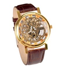 Lackingone New Stylish Women Men quartz Leather Unisex Wrist Watch Coffee/Golden