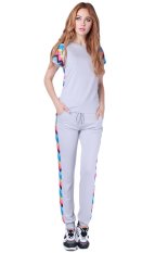 LALANG Women Rainbow Printing Tracksuit Casual Sport Suit Grey
(Intl)
