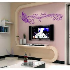 LegerBabe Butterfly Romantic Musical Notes Simple Purple DIY Wall Stickers Wallpaper Art Decor Mural Room Decal - Intl