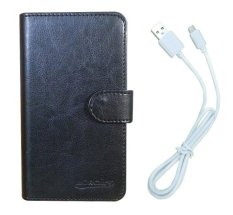 Lenovo S5820 Case Book Cover Casing (Hitam) + Gratis 1 x Android USB Data Transfer Cable / Charging Isi daya Kabel