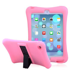Luxury Silicone Kids Shockproof Cover Rubber Armor Back Cover Heavy Duty Shockproof Protective Hard Case For Apple iPad Mini 4(Pink)