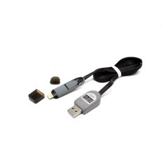 Magic 2 in 1 Duo Cable Lightning and Micro USB Cable with LCD for Android / iOS 8 - Black