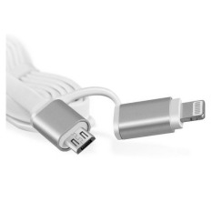 Magic 2 in 1 Duo Metal Head Cable Lightning and Micro USB Cable 1.8A for Android / iOS - Silver