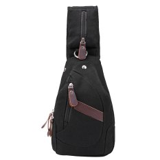 Men Sports Travel Outdoor Canvas Multipurpose Shoulder Bag Chest Pack Crossbody Bag Pocket Pouch with Adjustable Belt and Earphone Hole for iPhone Samsung HTC MP3 and Cell Phone Tablet Black - Intl