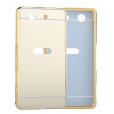 Metal Frame Bumper Case Mirror Effect Hard PC Back Cover for Sony Xperia Z1 Compact / Z1 Mini (Gold)
