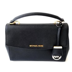Michael Kors Ava Small Saffiano Leather Satchel (Black)
